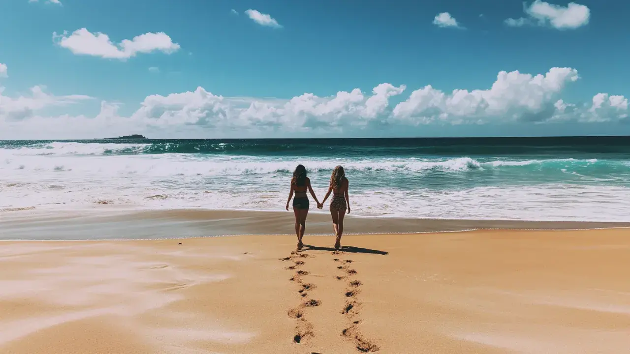 Walking Hand in Hand Towards the Sea 