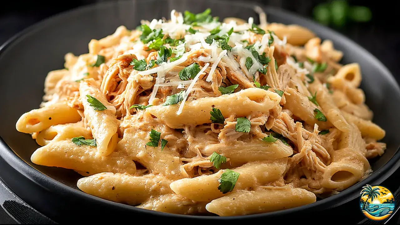 Slow Cooker Garlic Chicken Parmesan Pasta