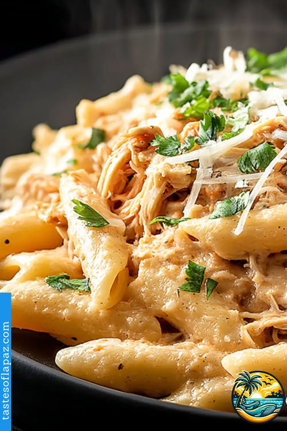 Slow Cooker Garlic Chicken Parmesan Pasta